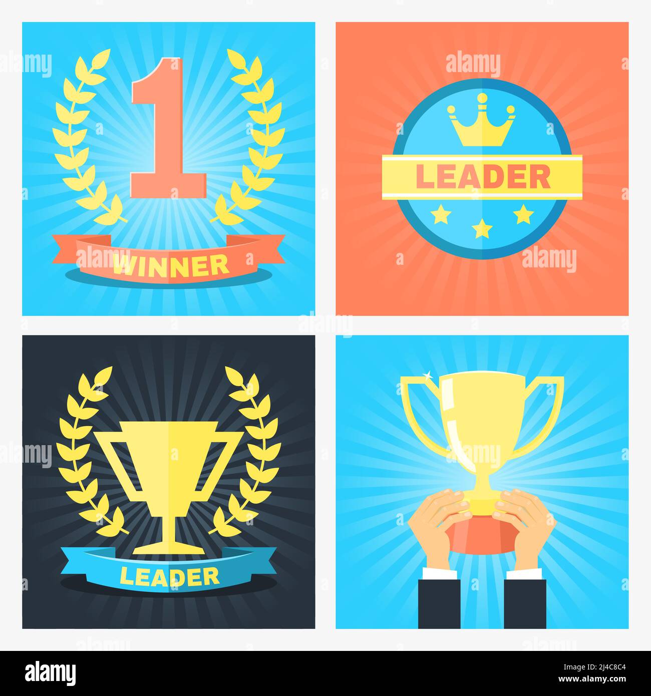 Vector number one, winner and leader badges in flat style Stock Vector