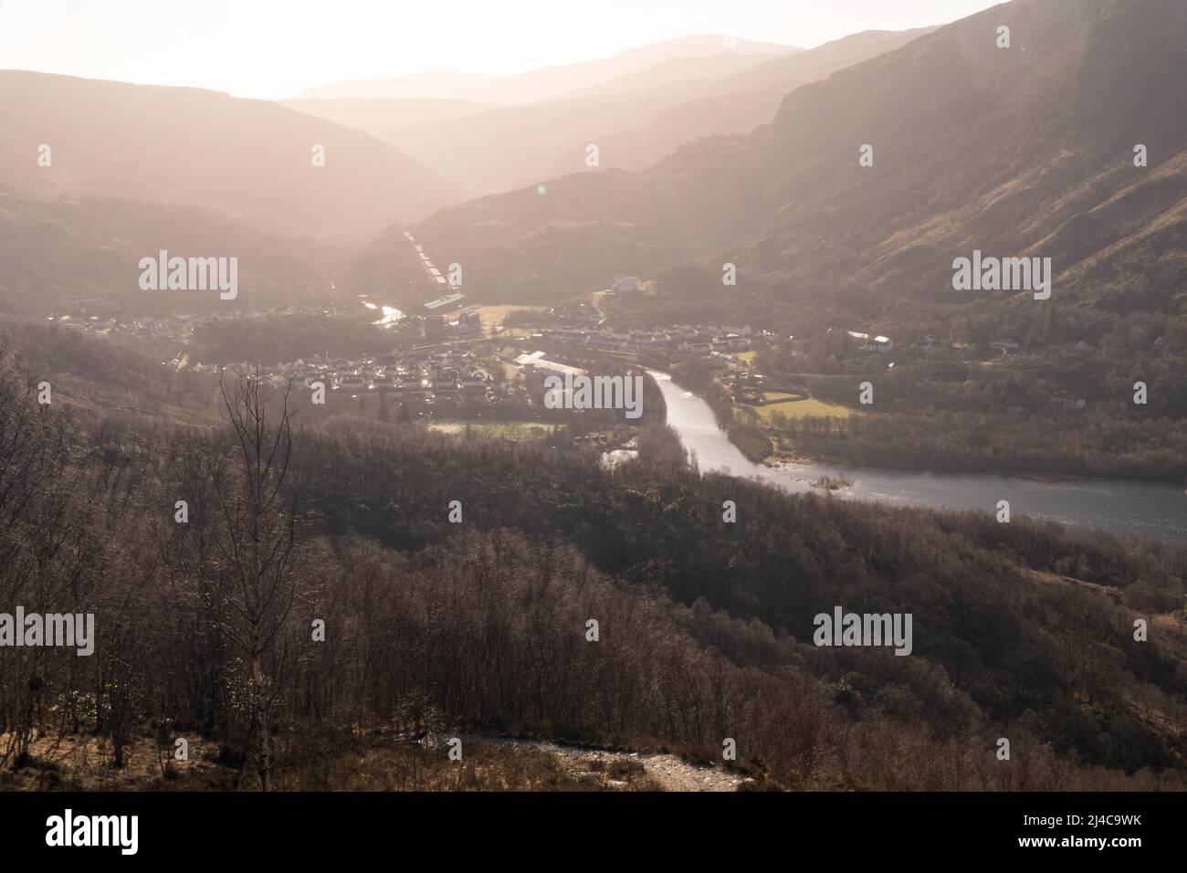A view of Kinlochleven, a village located in the Scottish Highlands along the West Highland Way. Stock Photo