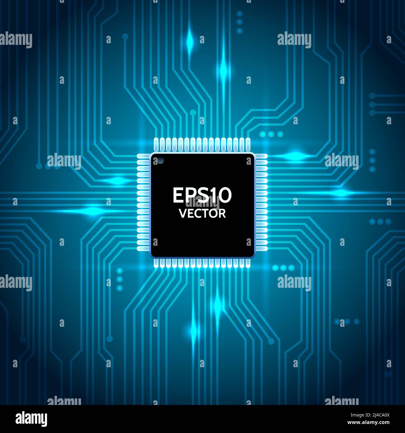 Circuit board vector background. Processor and chip, engineering and tech, motherboard and computer design, vector illustration Stock Vector