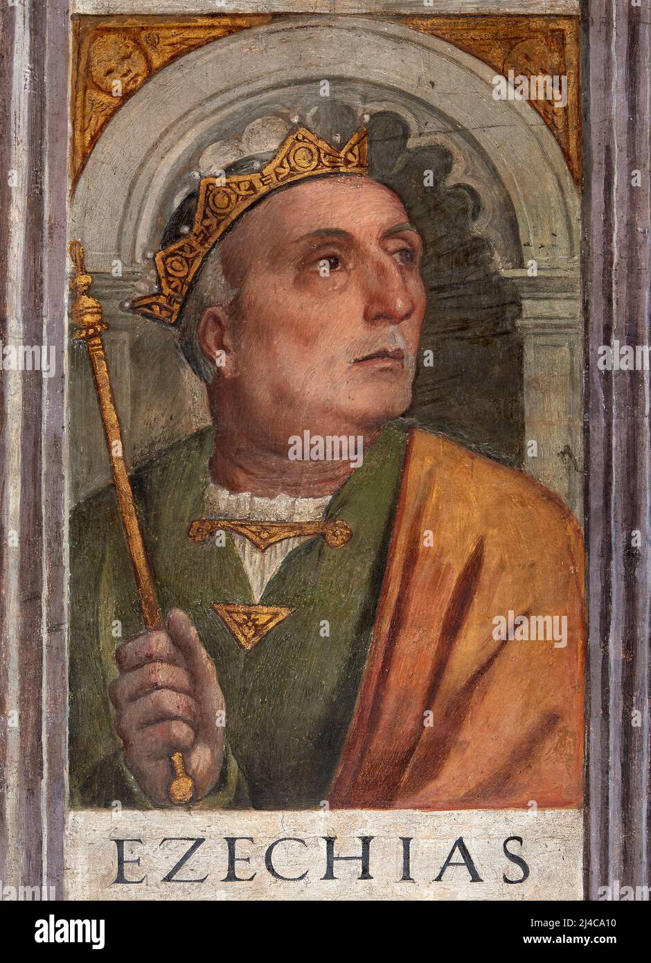 Ezechia, re di Israele - affresco - Girolamo Tessari - 1526 - Padova, chiesa di S. Francesco Grande Stock Photo
