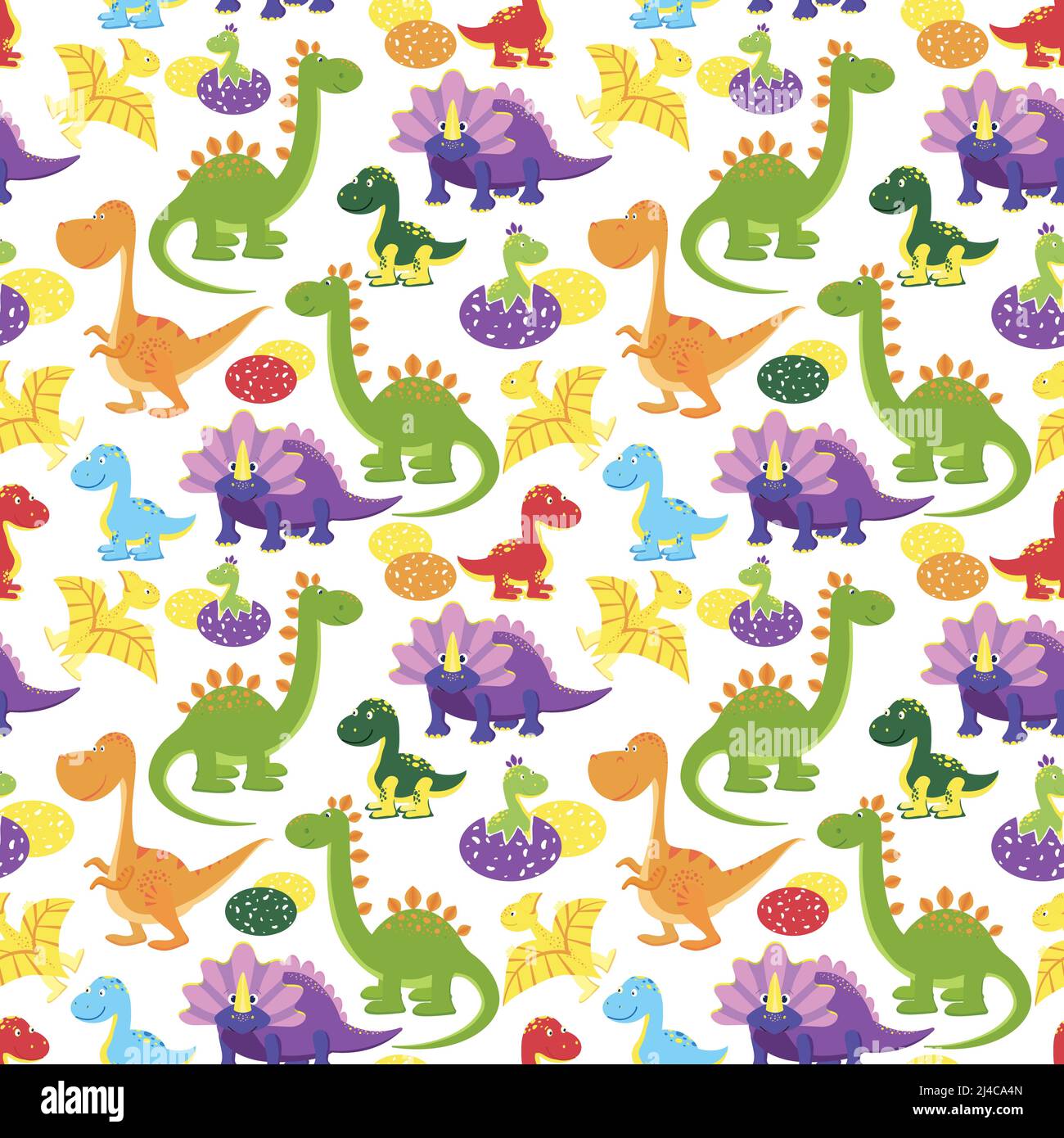 vector baby dinosaurs seamless pattern, kids background Stock Vector