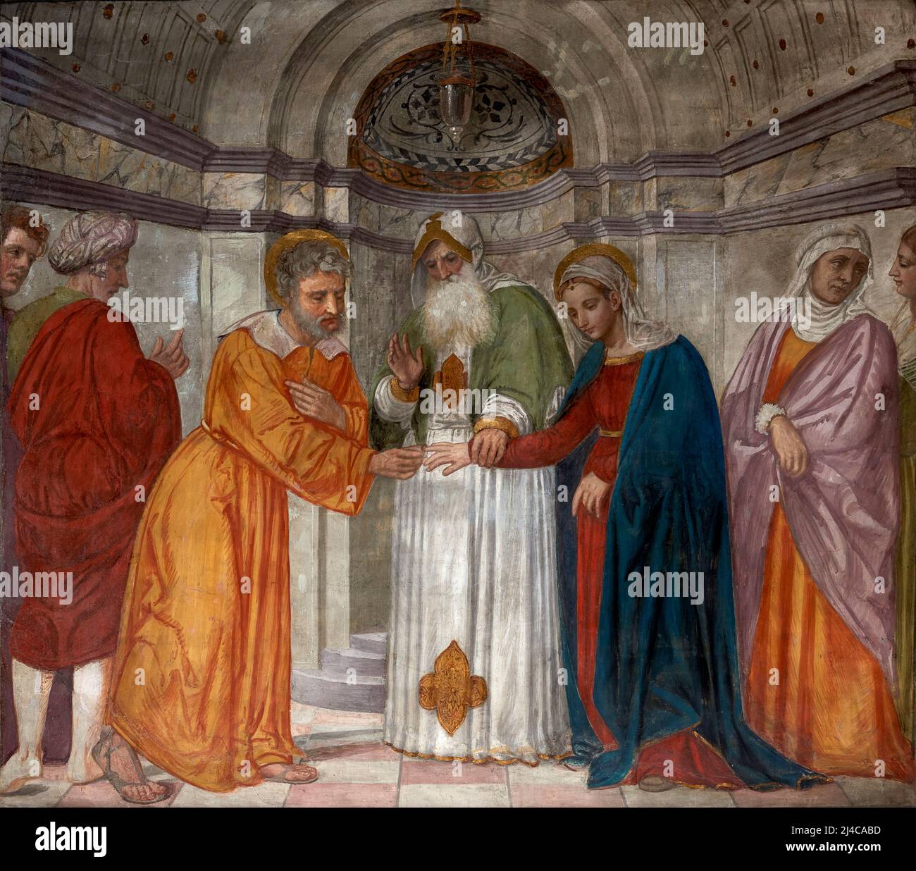 Sposalizio della Vergine affresco Girolamo Tessari 1526 Padova