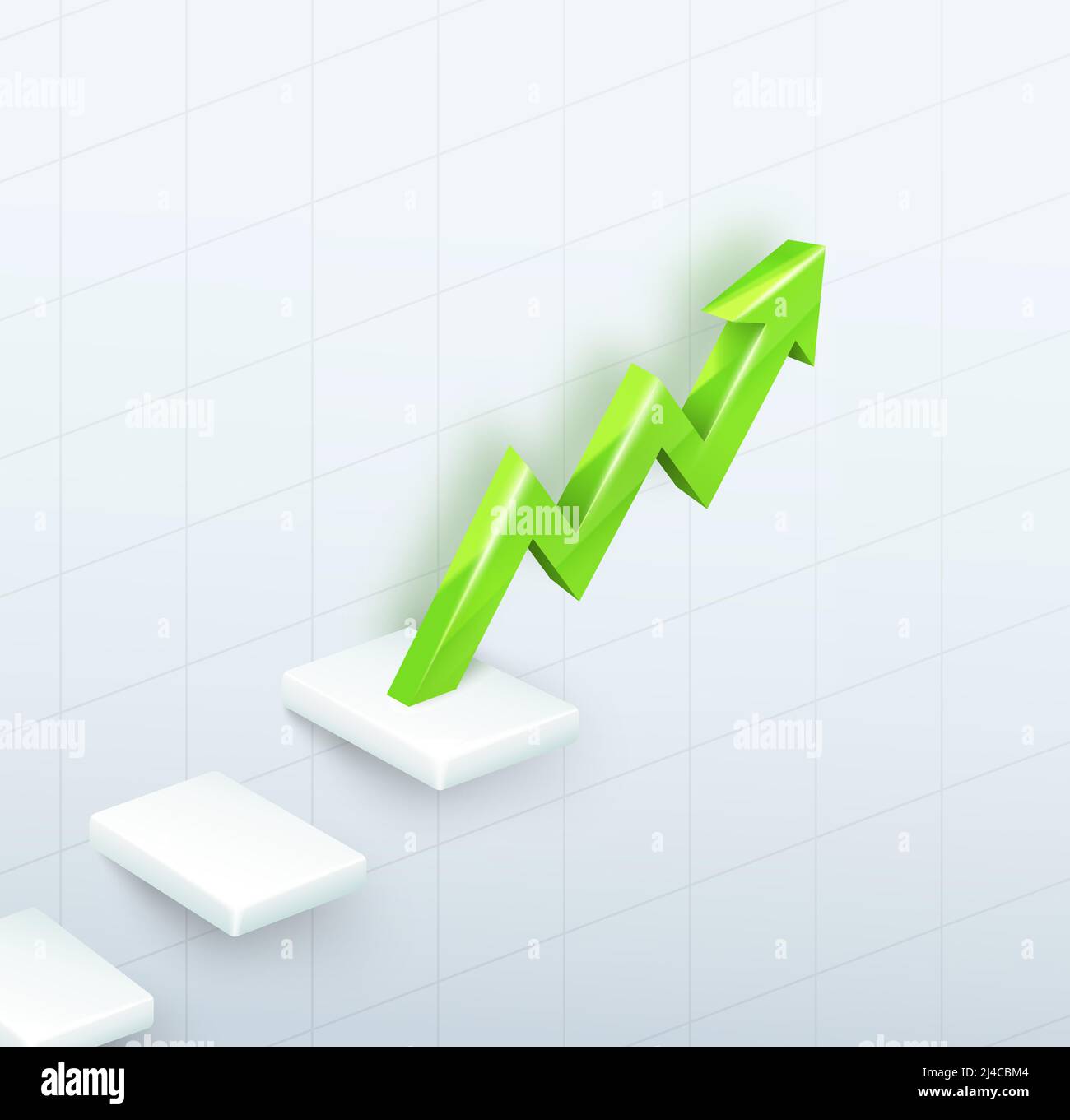 3d vector green arrow graph with steps up on white background Stock ...