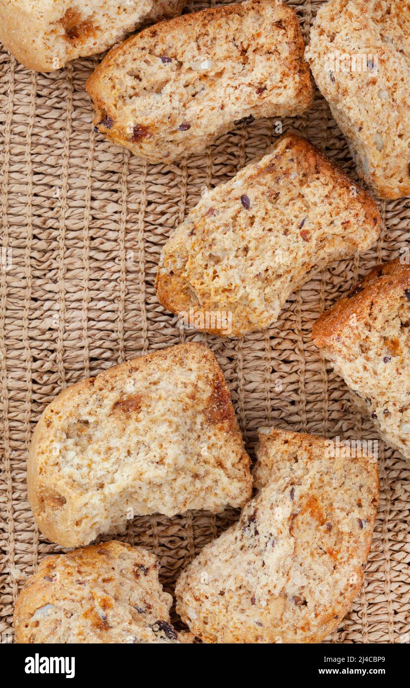 Traditional rusks, a local South African favorite on rustic background ...