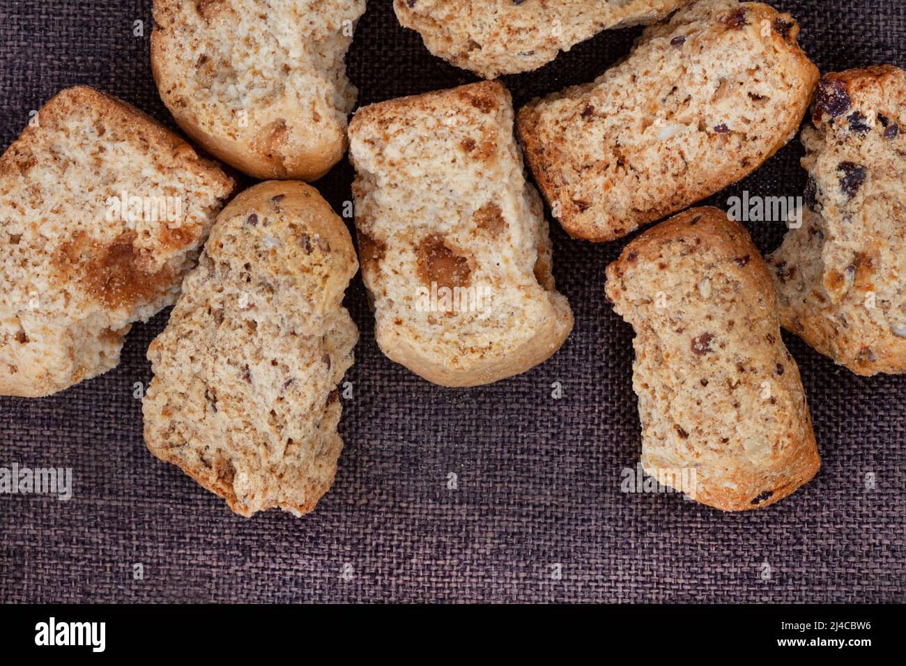 Traditional rusks, a local South African favorite on rustic background ...
