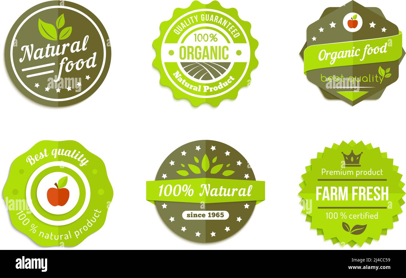 vector natural organic badges on white background Stock Vector