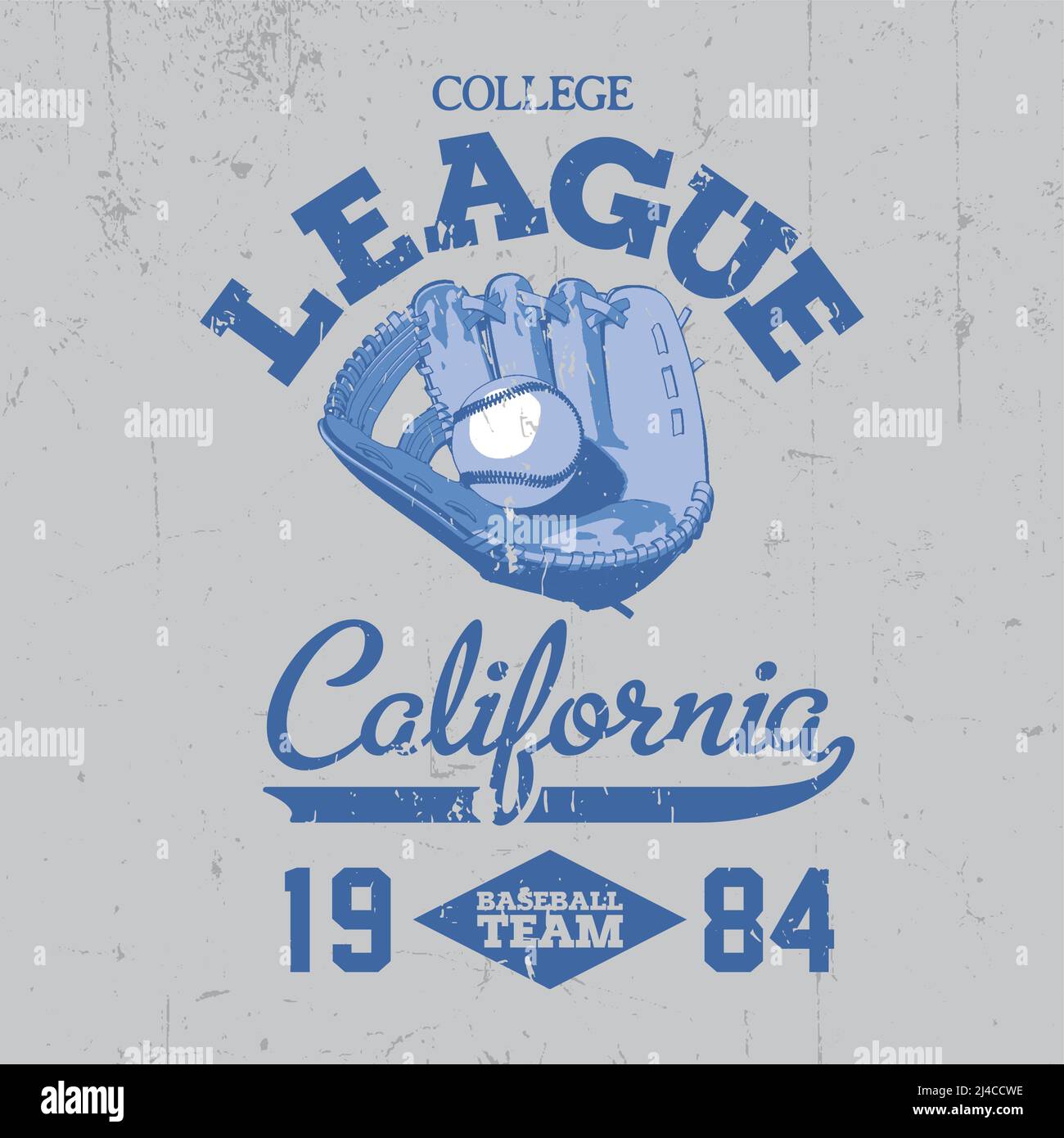 California College League Poster with a little ball on the blue background vector illustration Stock Vector