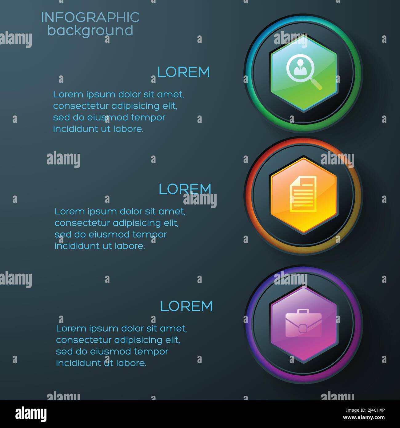 Web abstract infographics with business icons colorful glossy hexagons ...