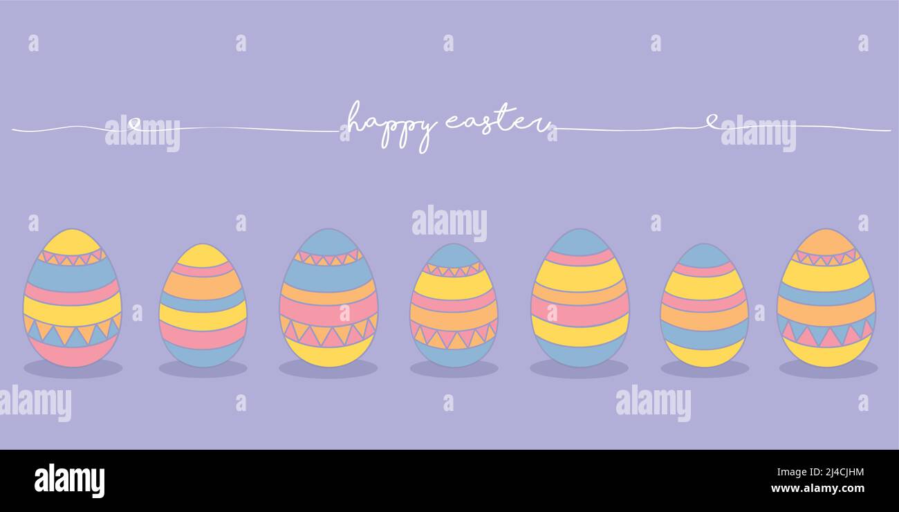 happy easter holiday banner design with hanging pattern eggs Stock Vector