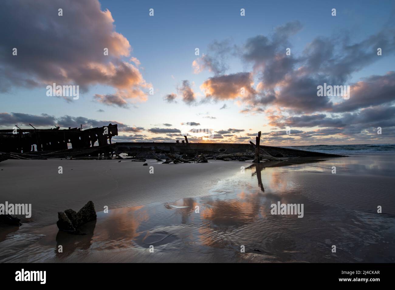 Maheno shipwreck on the Eastern Beach on Fraser Island, Queensland ...