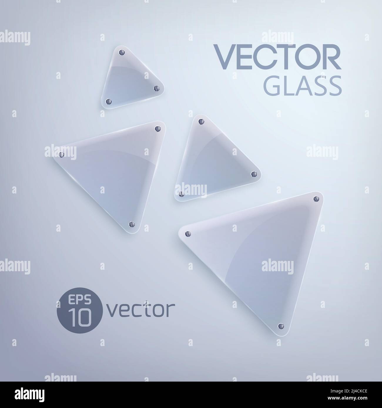 Abstract clean design concept with glass light triangles and screws on ...