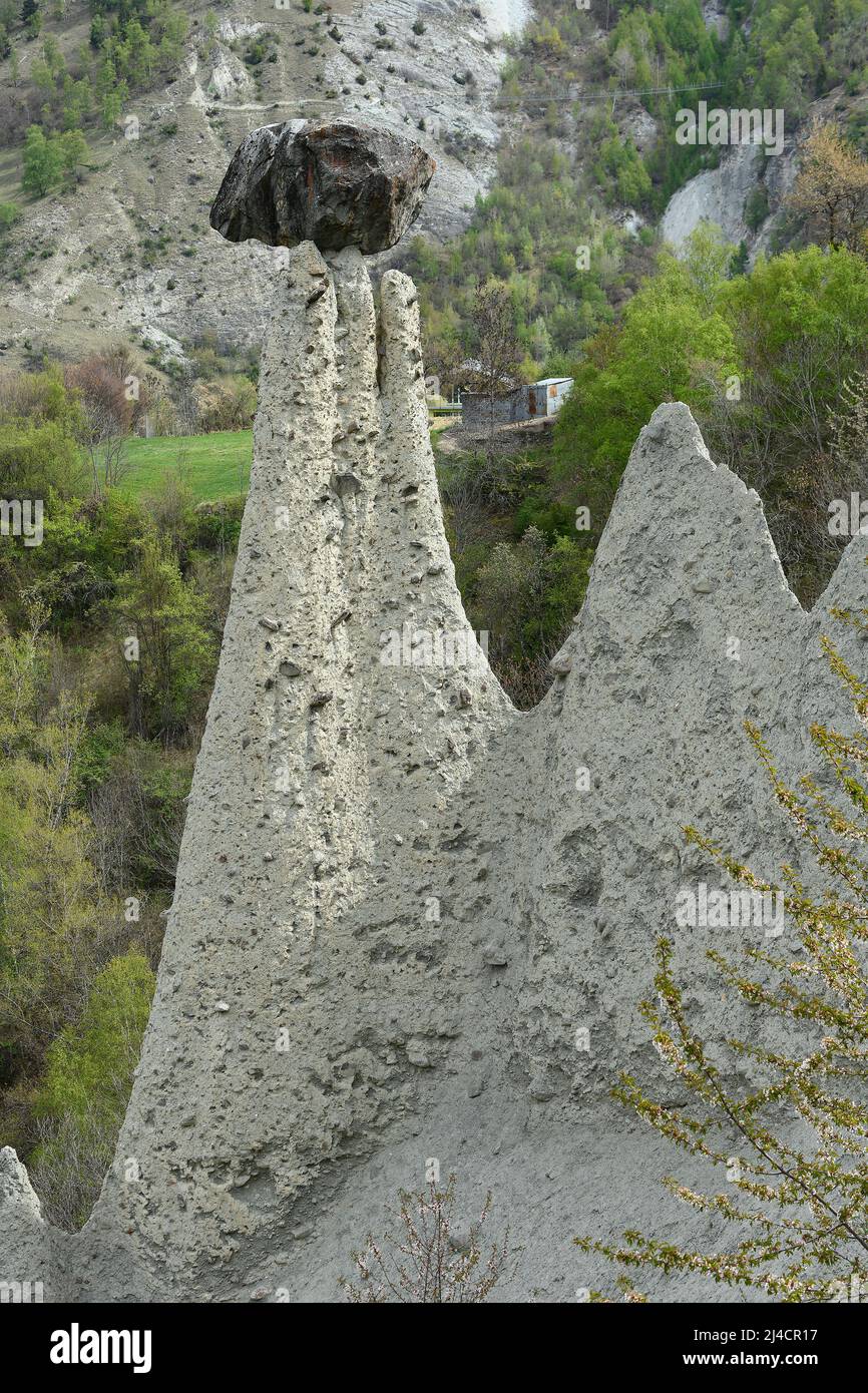 Earth Pyramids of Euseigne, Canton Valais, Switzerland Stock Photo