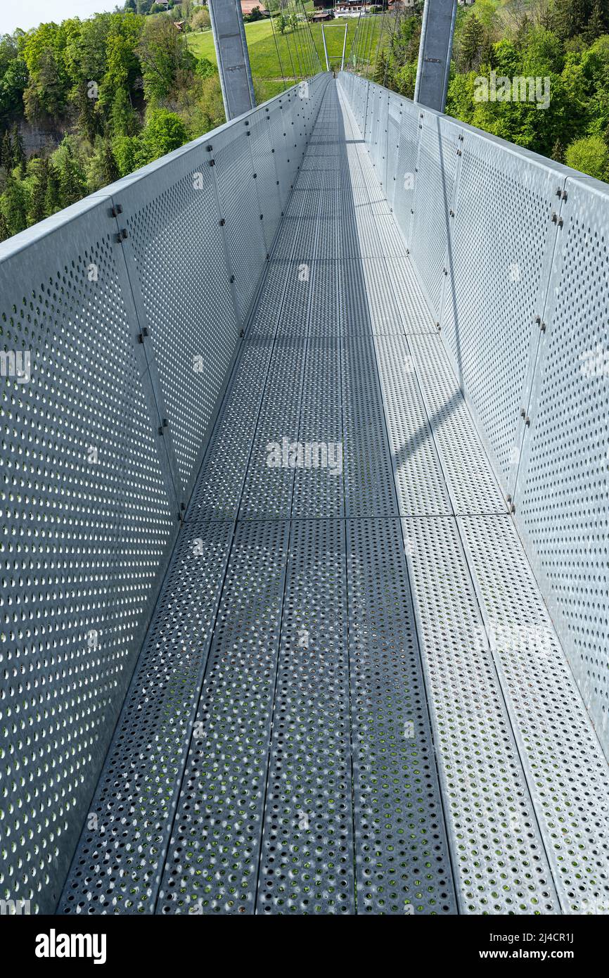 Suspension bridge near Sigriswil, Canton Berne, Switzerland Stock Photo