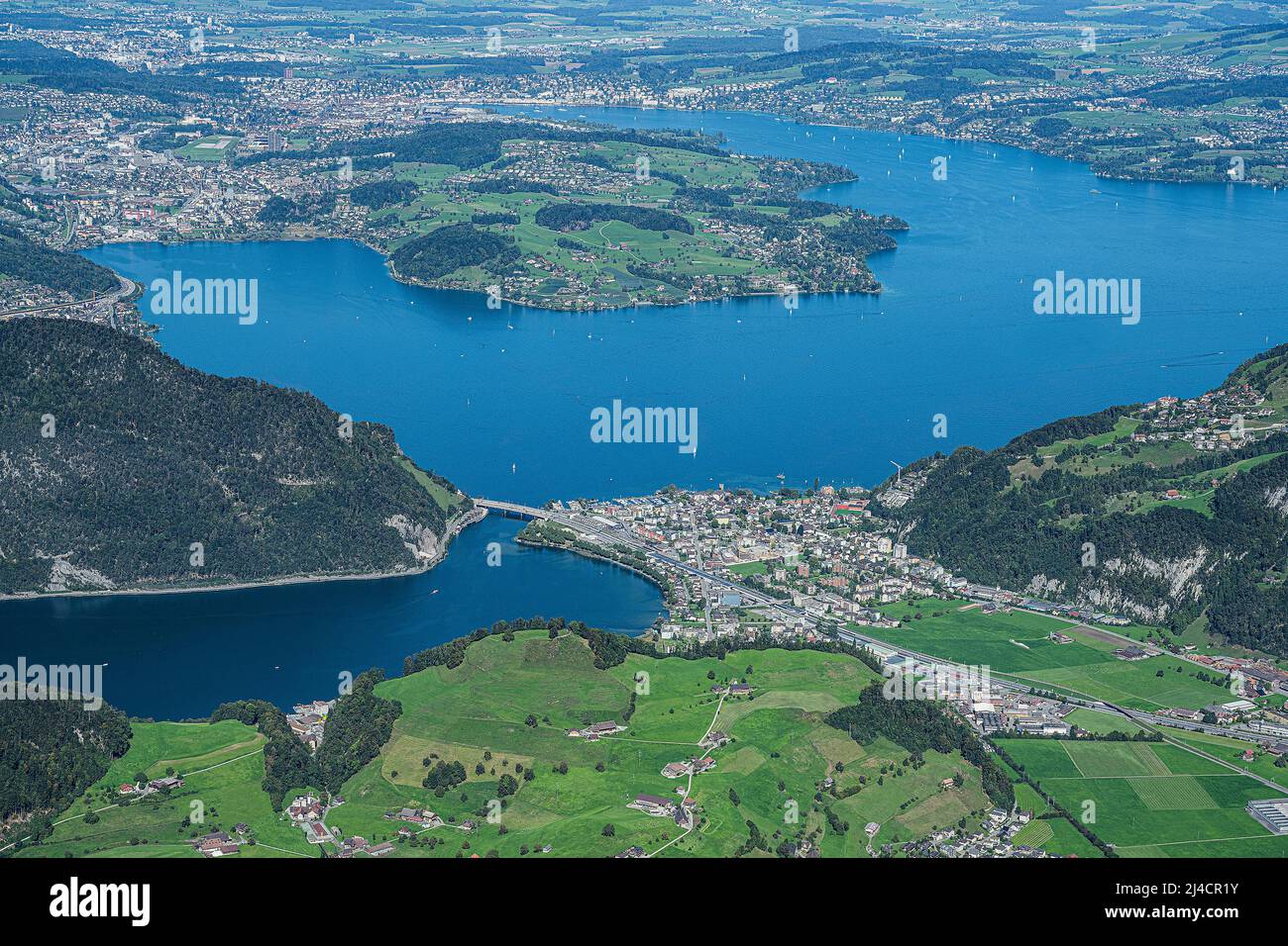 View from the Stanserhorn on Lake Lucerne, Canton Nidwalden, Switzerland Stock Photo
