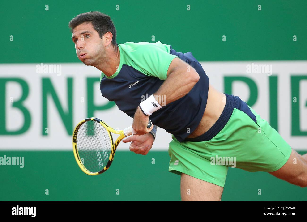 Federico Delbonis of Argentina during day 4 of the Rolex Monte-Carlo Masters  2022, an ATP Masters 1000 tennis tournament on April 13, 2022, held at the  Monte-Carlo Country Club in Roquebrune-Cap-Martin, France -
