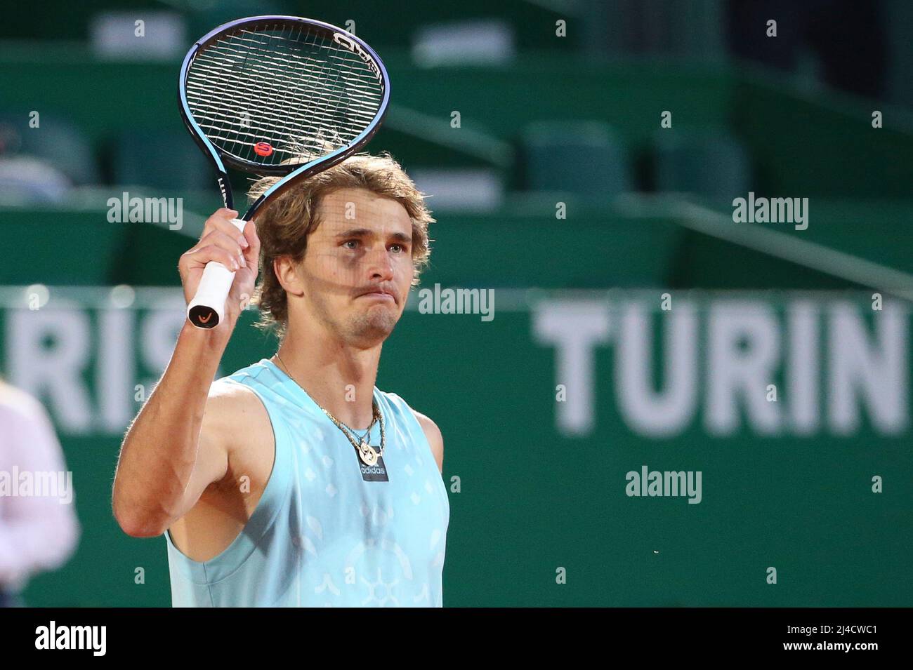 Alexander Zverev aka Sascha Zverev of Germany celebrates his victory during  day 4 of the Rolex Monte-Carlo Masters 2022, an ATP Masters 1000 tennis  tournament on April 13, 2022, held at the