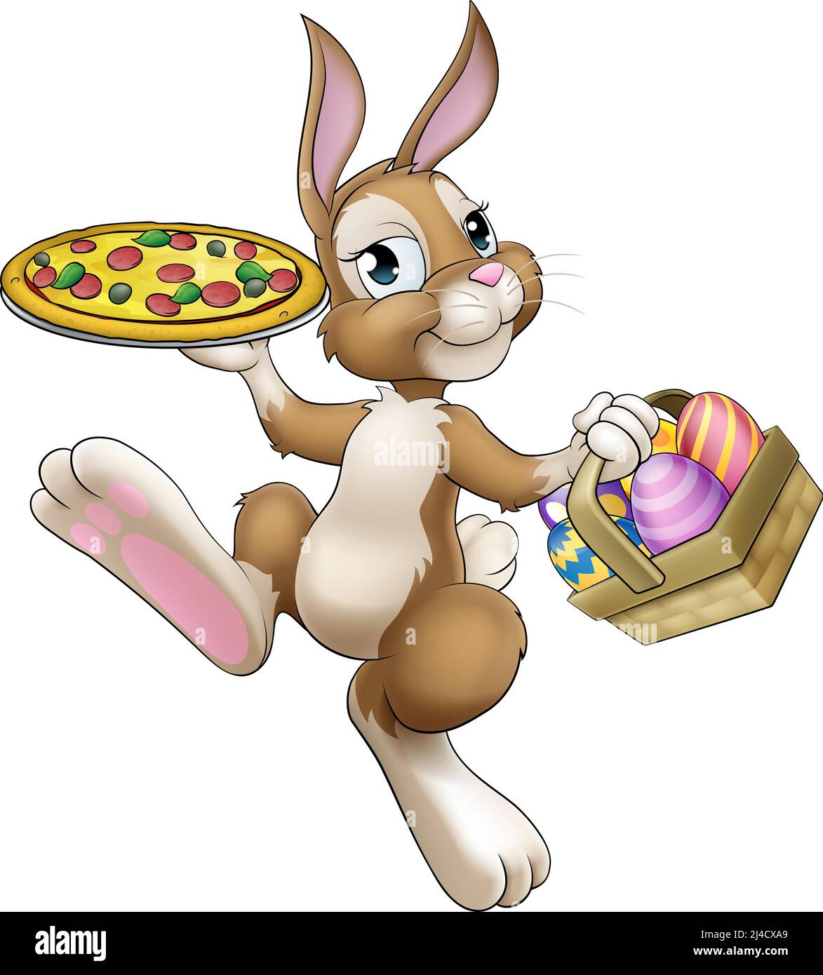 Easter Bunny Rabbit Cartoon Pizza Restaurant Chef Stock Vector Image ...