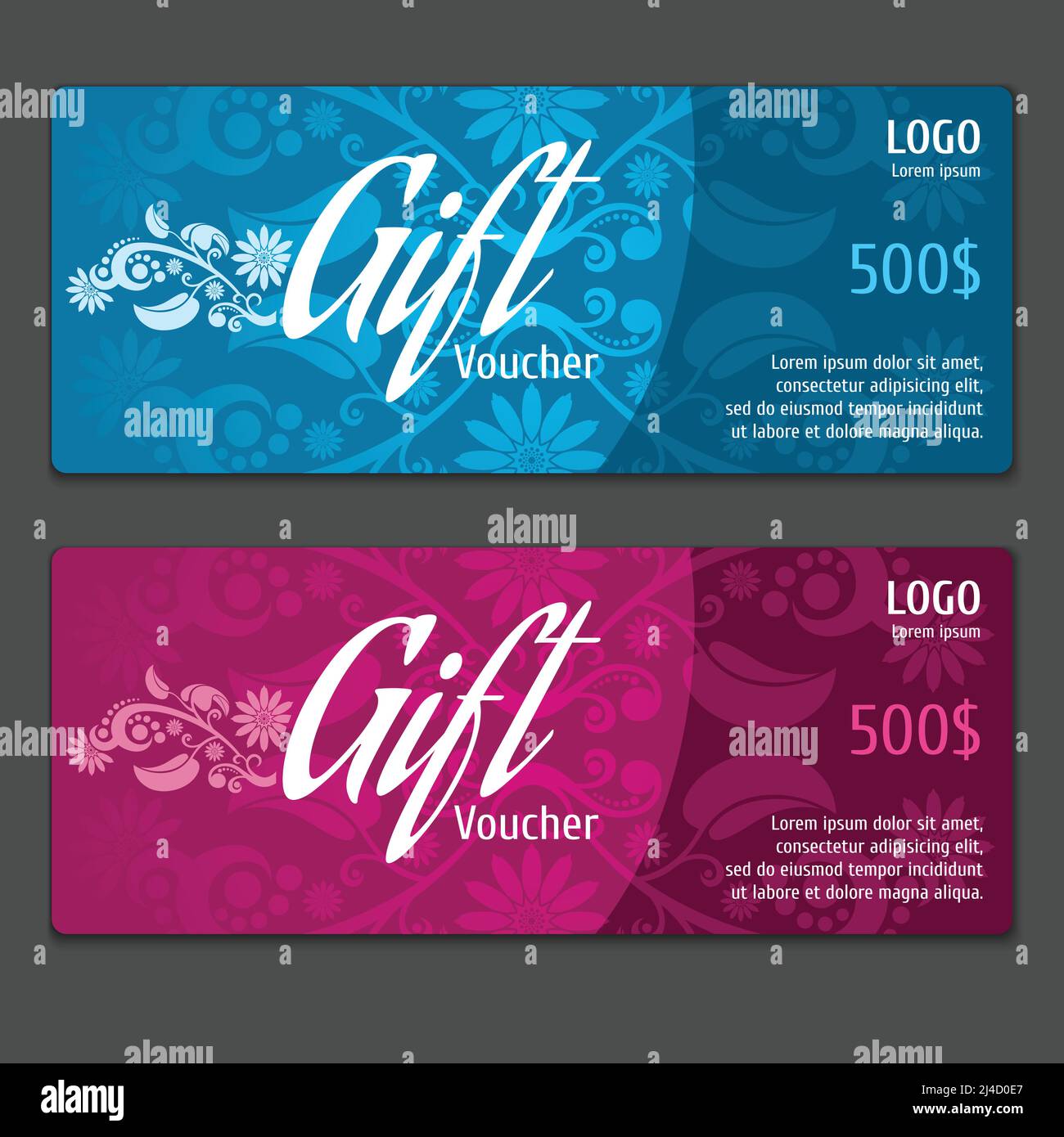 Vector gift voucher certificate coupon. Card banner, label frame paper