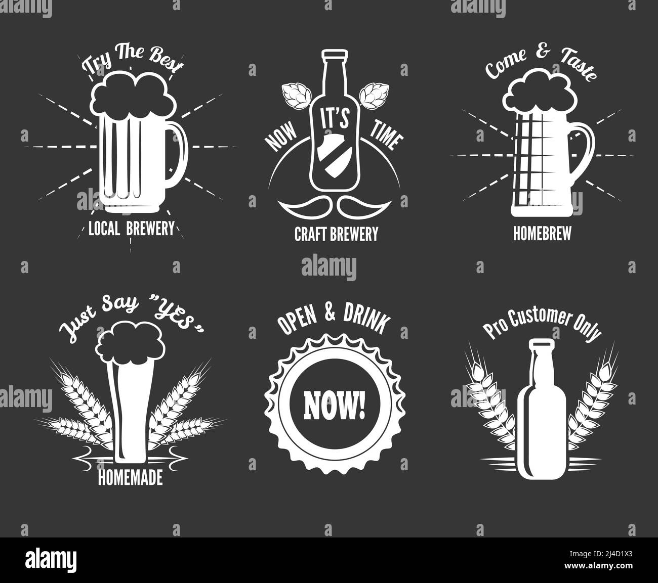 Beer craft labels. Alcohol homemade, brewery production, badge bottle, vector illustration Stock Vector