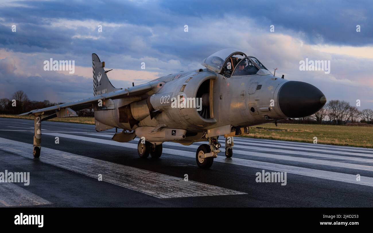 Ex Royal Navy Sea Harrier FA2 at RAF Church Fenton, Yorkshire, United Kingdom Stock Photo