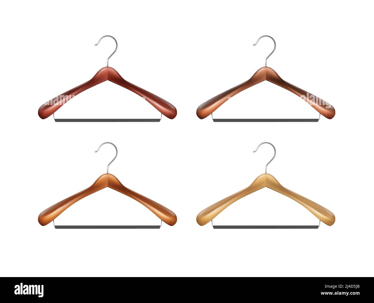 Vector set of brown wooden clothes hangers close up isolated on white  background Stock Vector Image & Art - Alamy