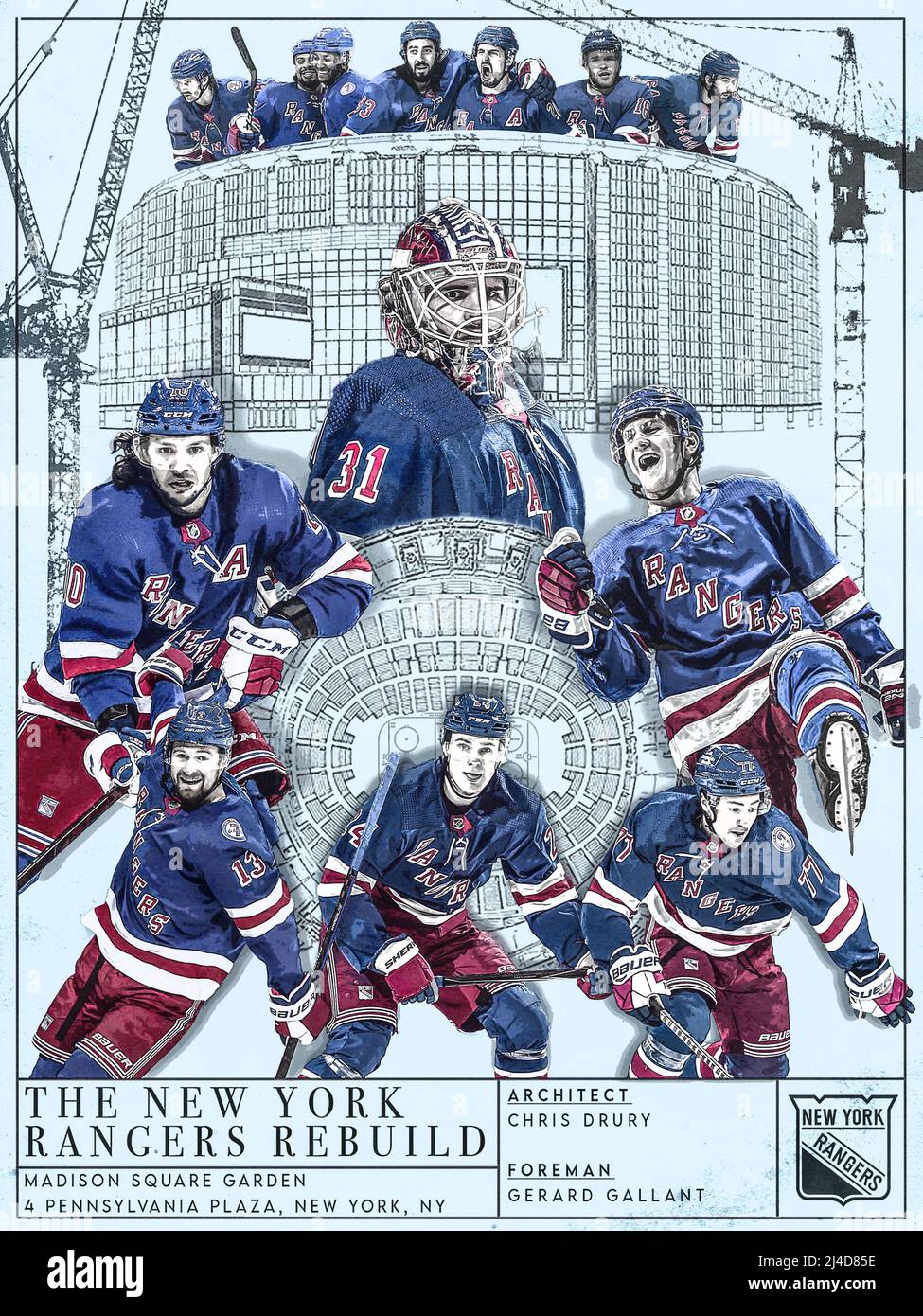 New York Rangers Igor Shesterkin 11 X 17 Color Poster 