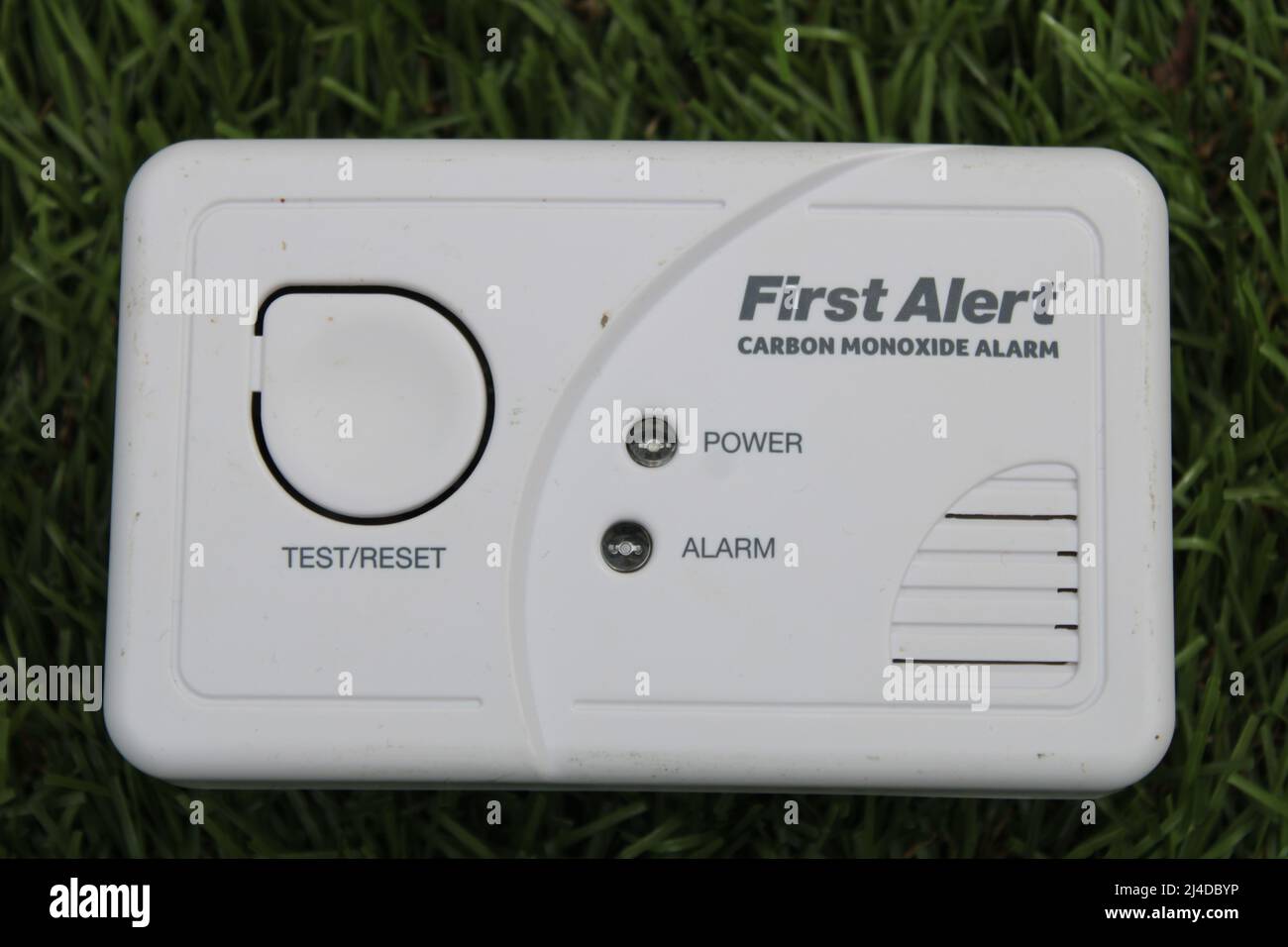 Carbon Monoxide detector by First Alert isolated Stock Photo