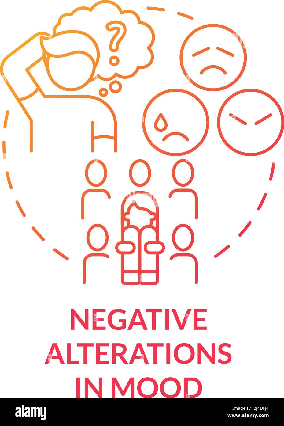 Negative alterations in mood red gradient concept icon Stock Vector