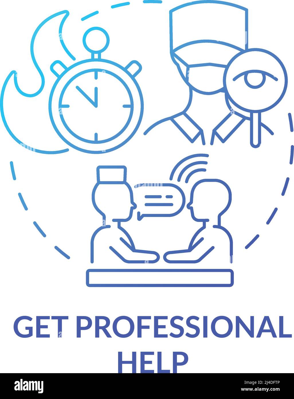 Get professional help blue gradient concept icon Stock Vector