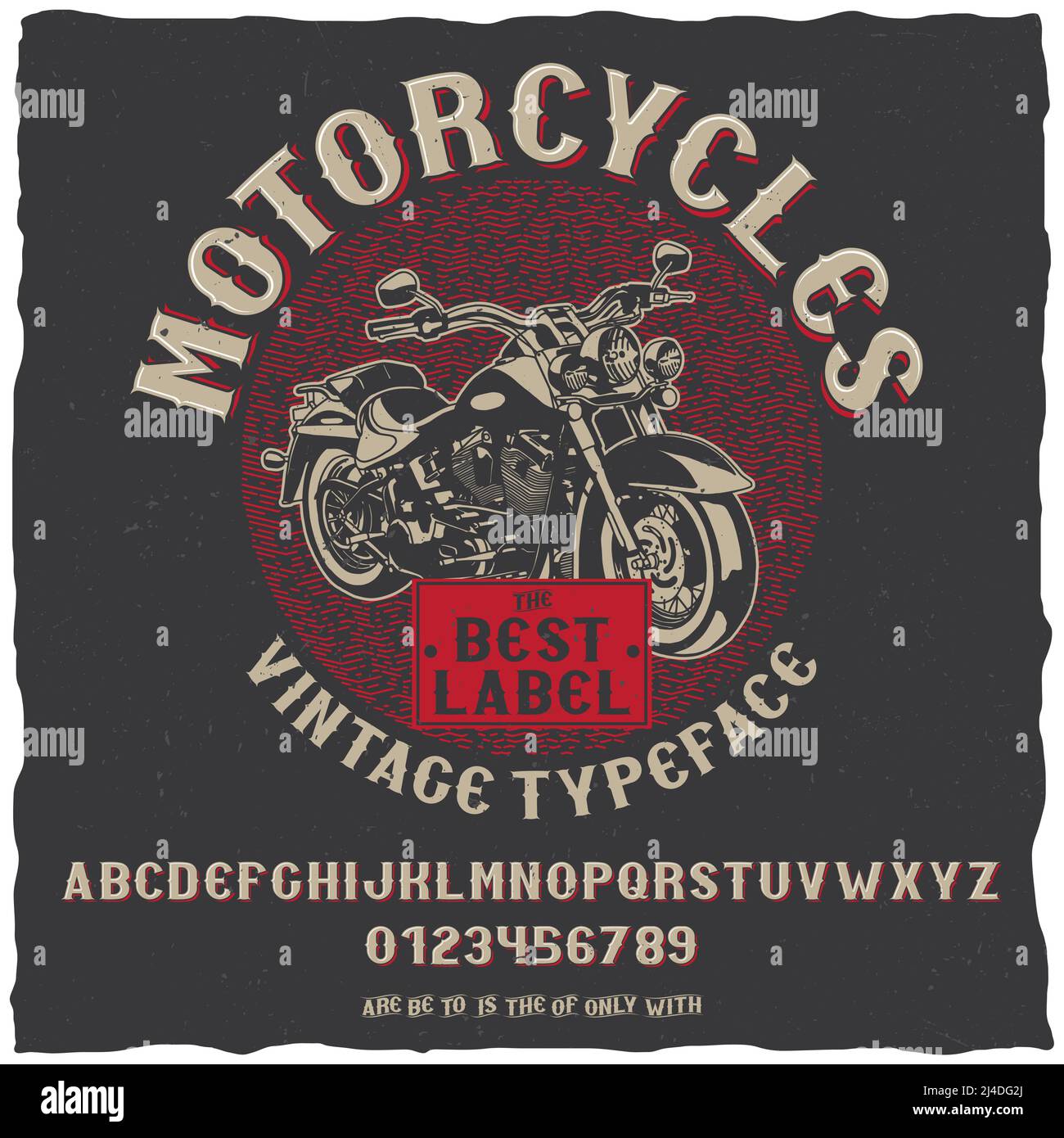 Vintage label typeface motorcycles poster with simple label design with hand drawn bike vector illustration Stock Vector