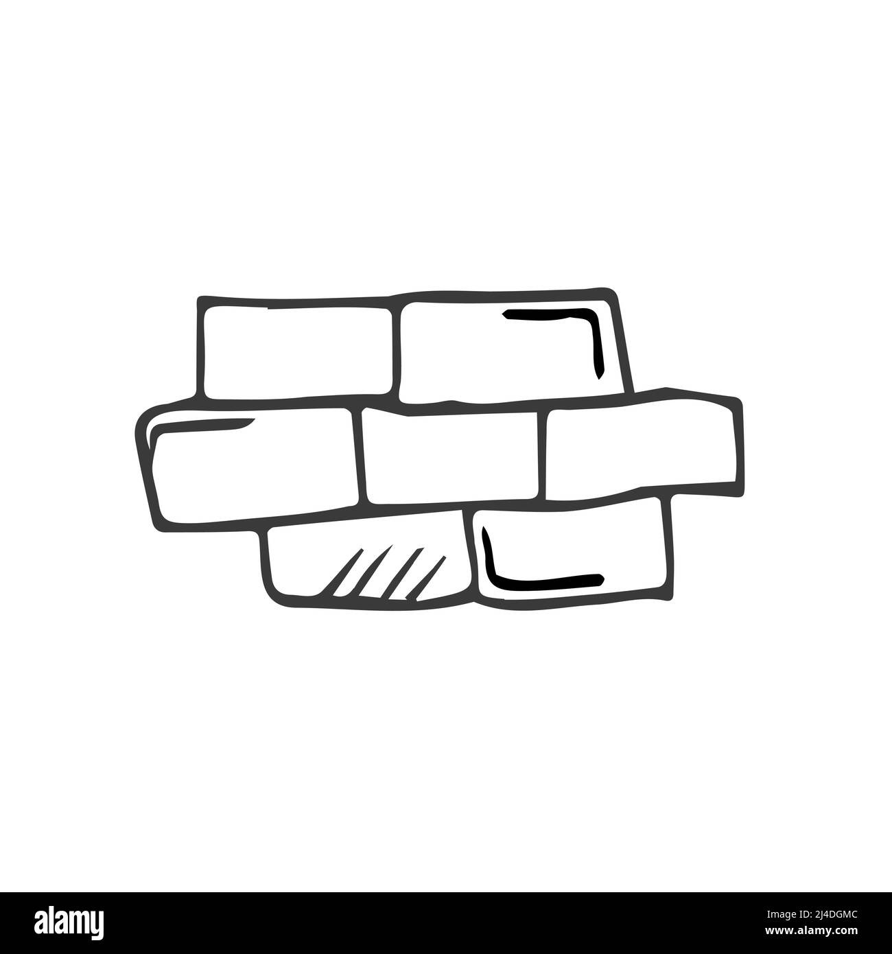 brick wall fragment icon. sketch hand drawn doodle style. vector ...