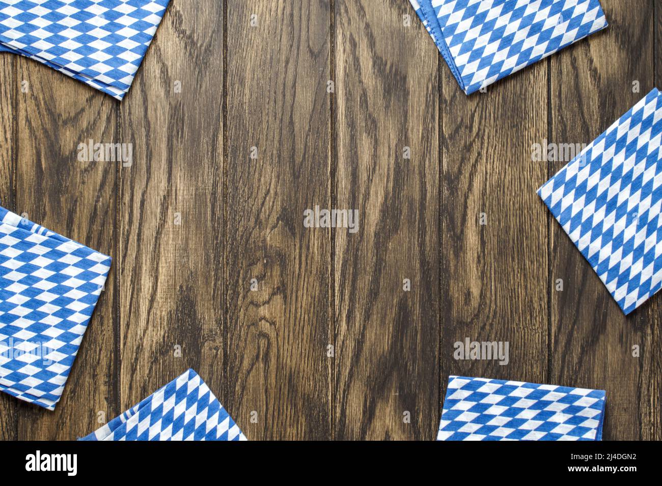 Wooden oak table background for Oktoberfest bavarian beer festival Stock Photo