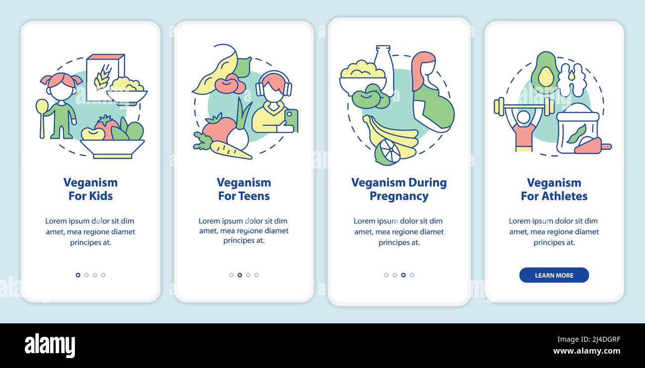 Vegan lifestyle for everyone onboarding mobile app screen Stock Vector ...