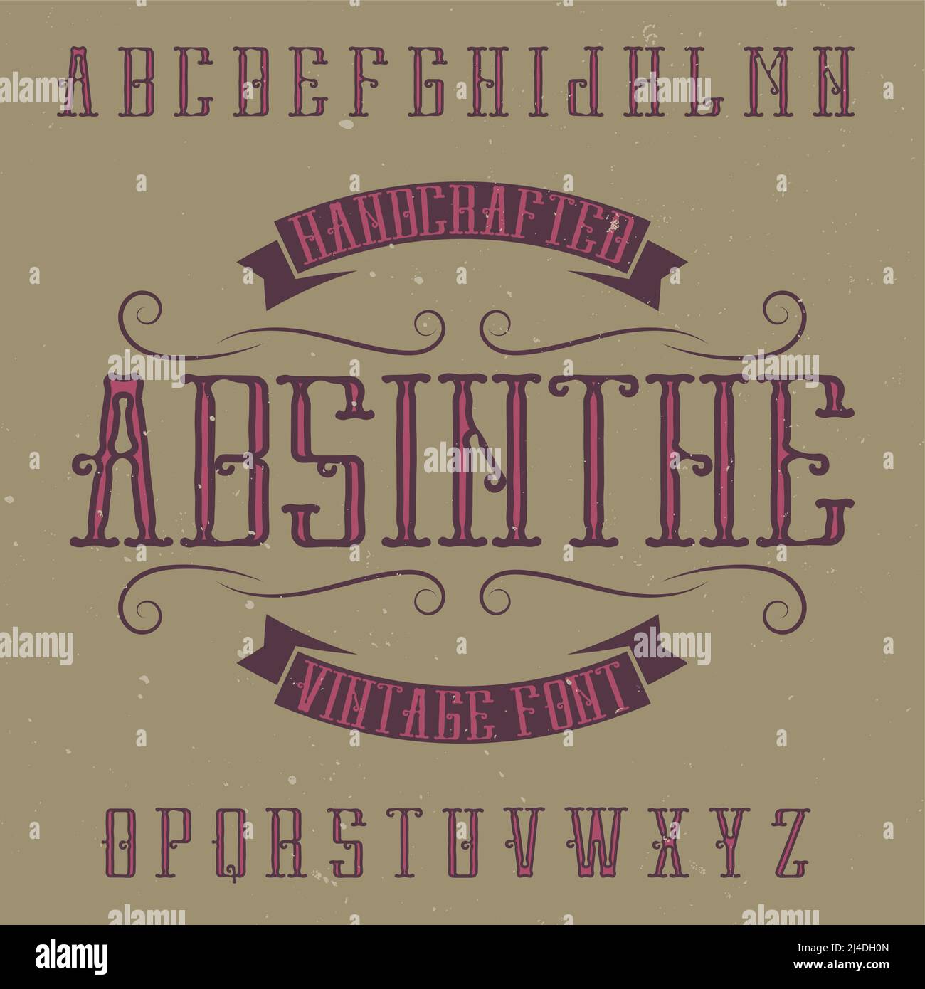 Absinthe label font and sample label design with decoration ...