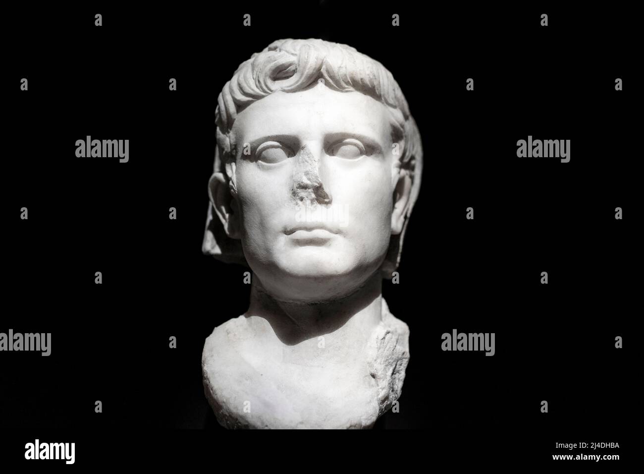 Marble bust of Emperor Augustus, Roman Civilisation. Istanbul Archaeology Museum, Turkey. Stock Photo