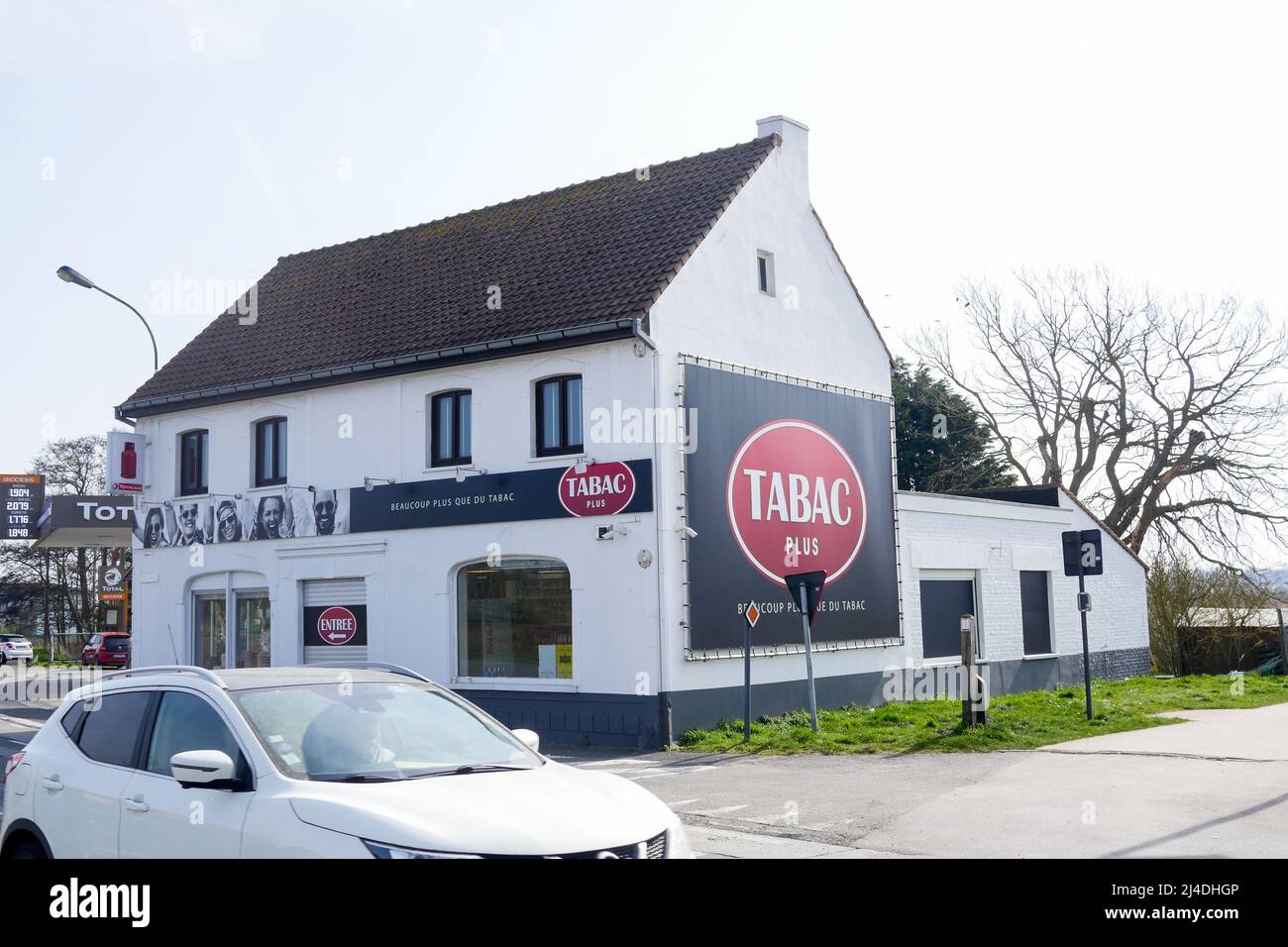 Duty-free tobacco shop, Adinkerke area, Belgium Stock Photo