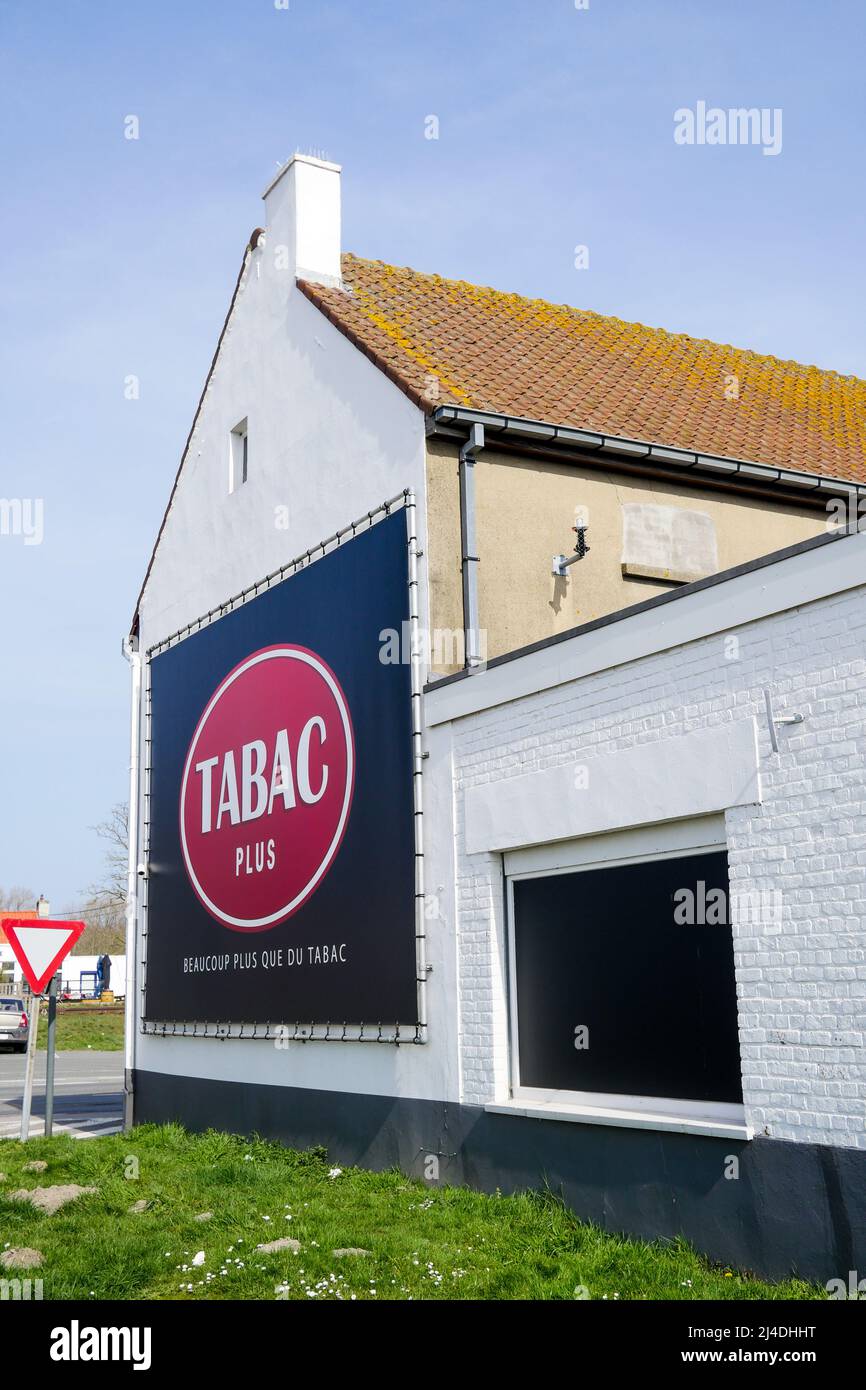 Duty-free tobacco shop, Adinkerke area, Belgium Stock Photo