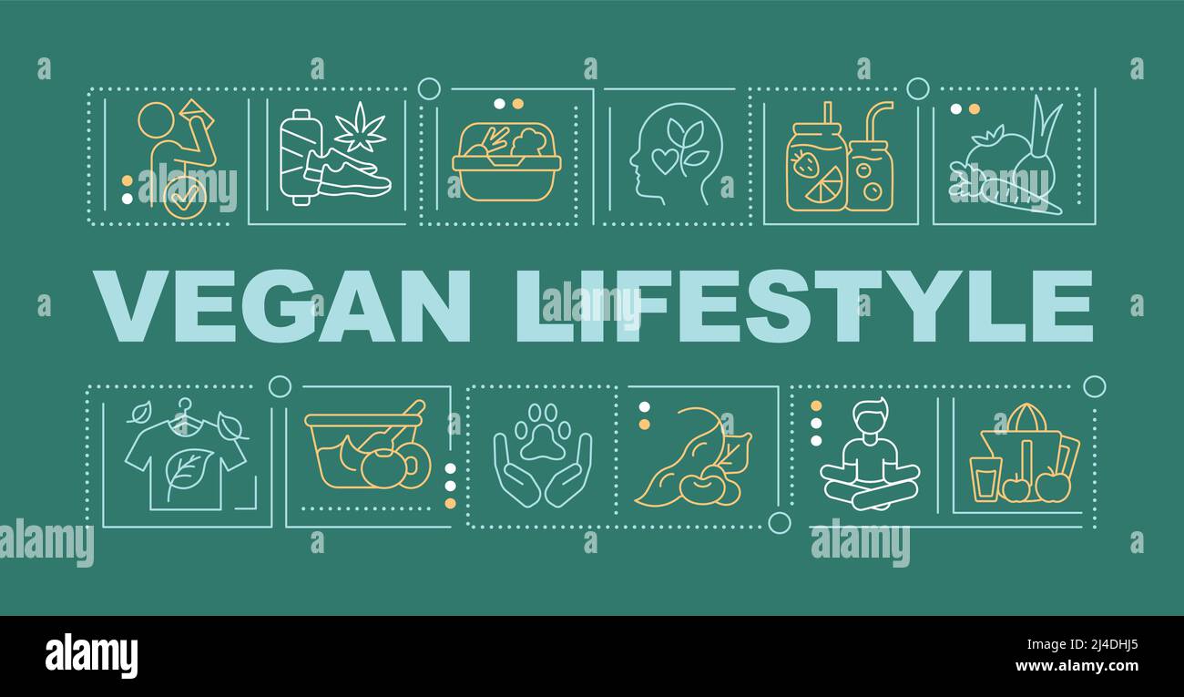 Vegan lifestyle word concepts dark green banner Stock Vector Image ...