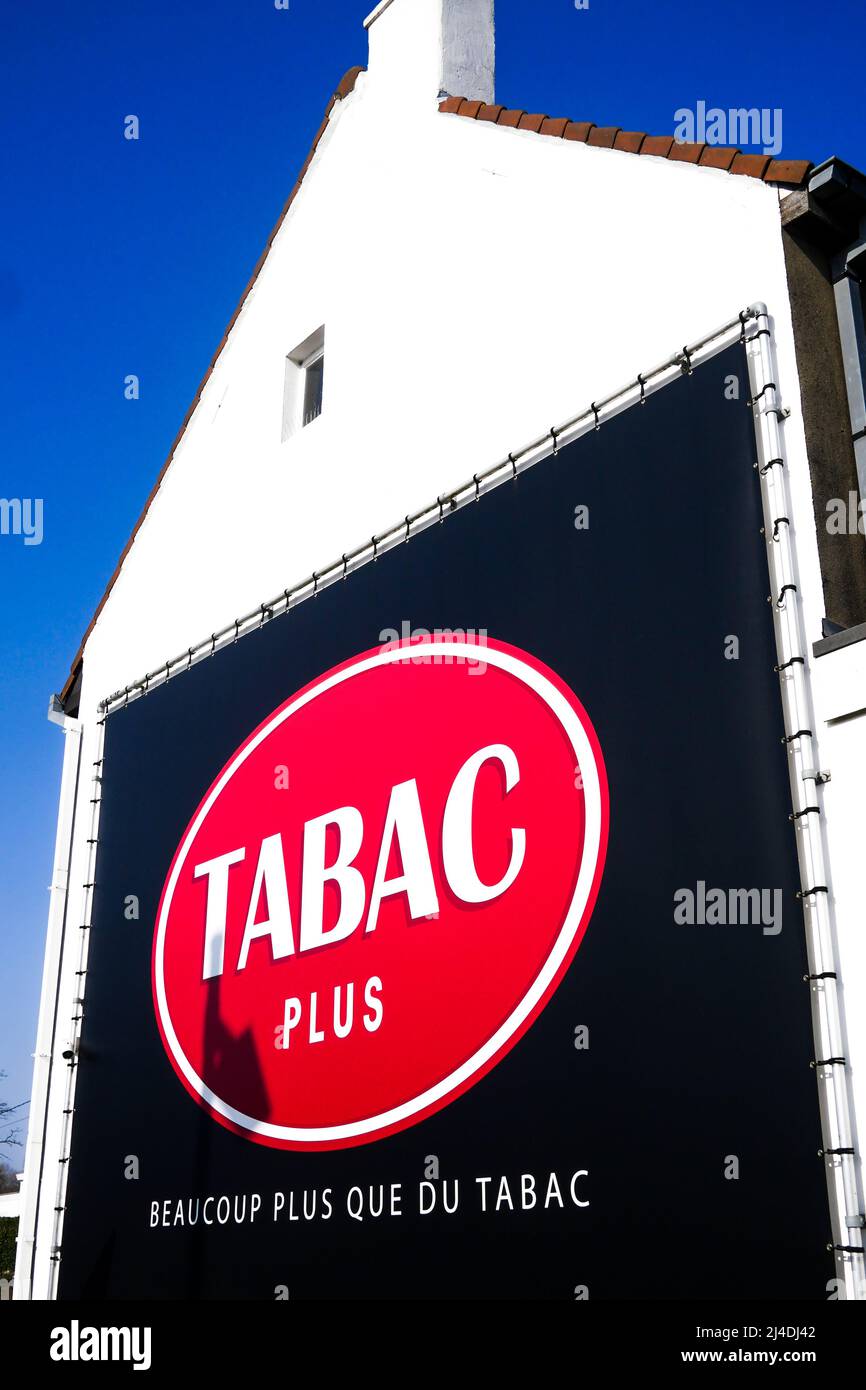 Duty-free tobacco shop, Adinkerke area, Belgium Stock Photo