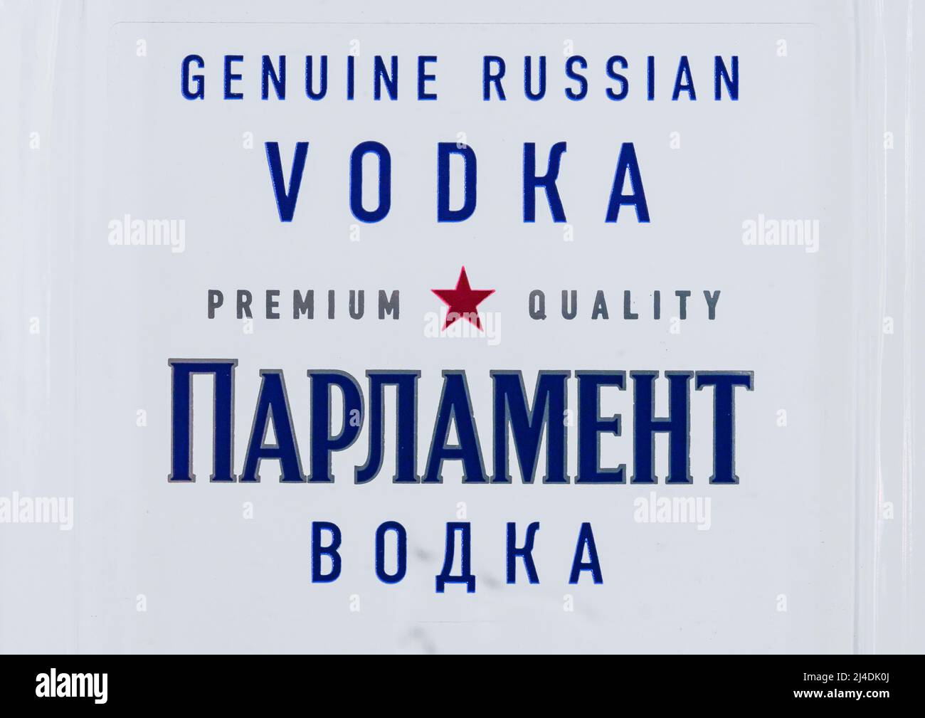 Parliament, Etikett, Flasche echt russischer Wodka Stock Photo