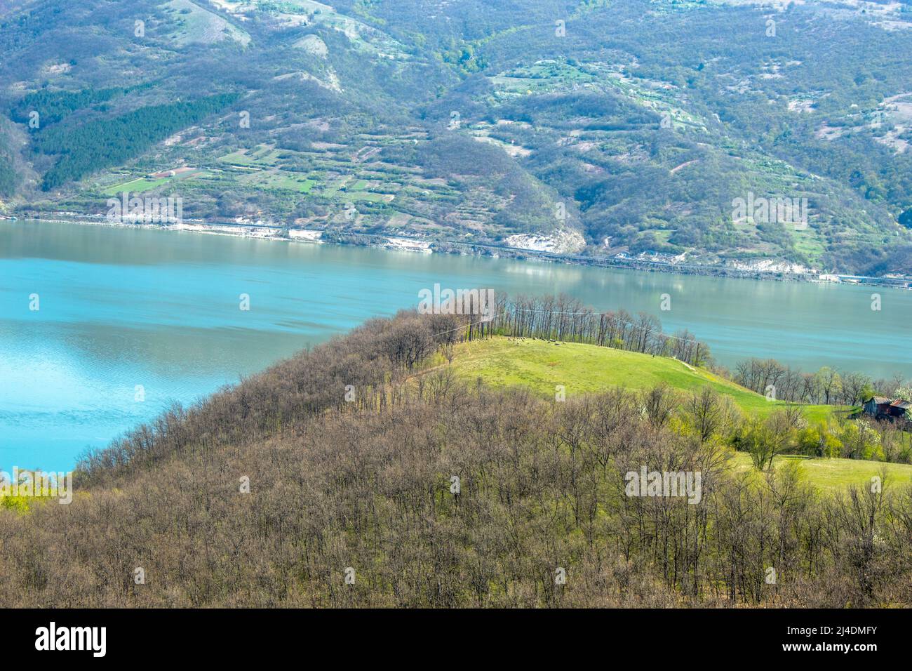 View of the Danube from the banks of Donji Milanovac. Stock Photo