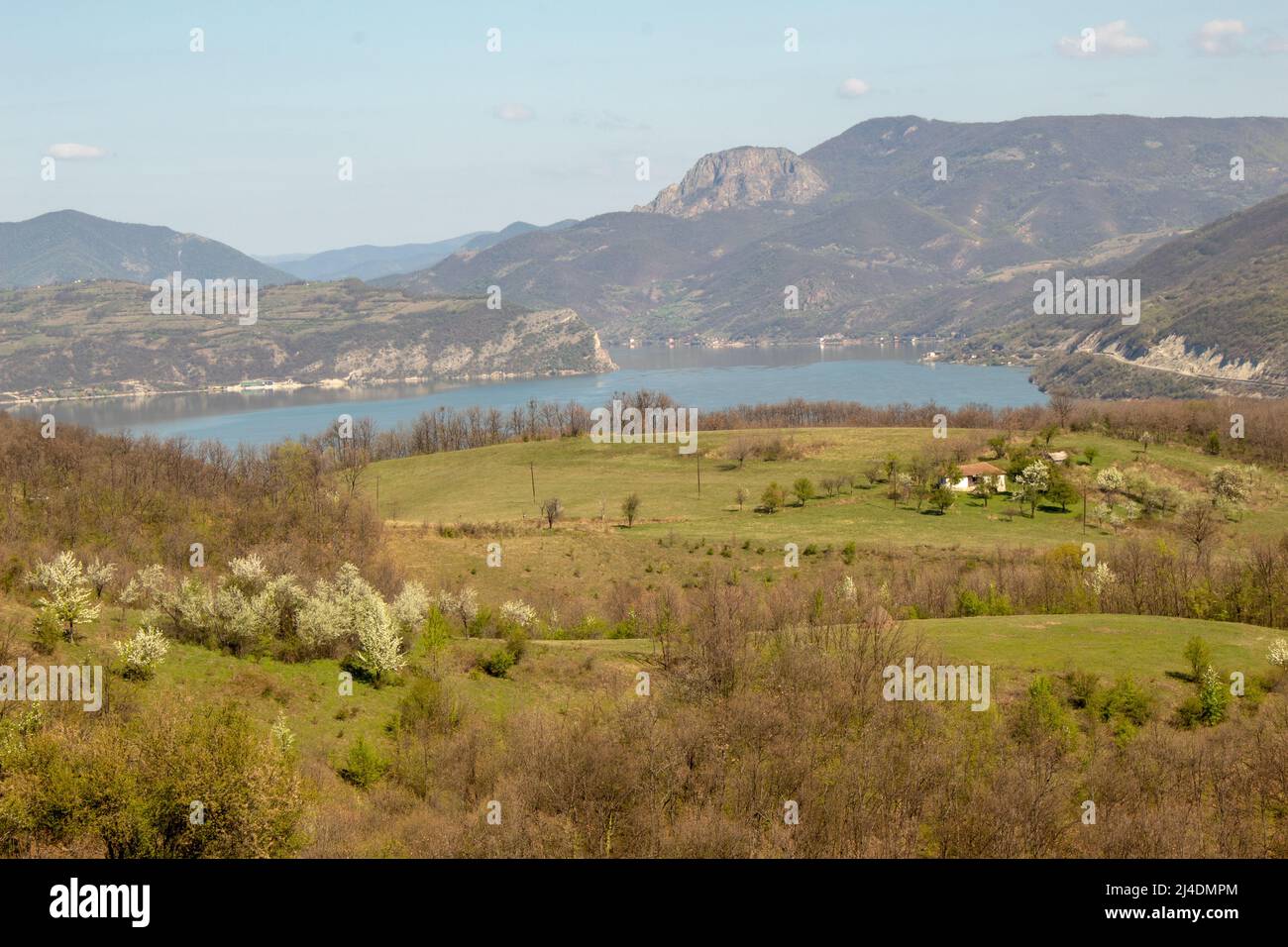 View of the Danube from the banks of Donji Milanovac. Stock Photo