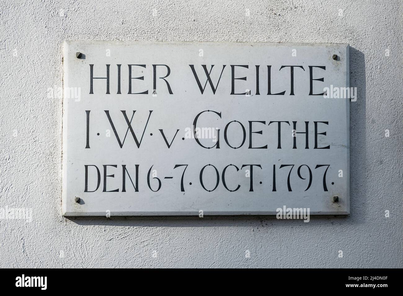 Memorial plaque for J.W.Goethe in Stans, Canton Nidwalden, Switzerland Stock Photo