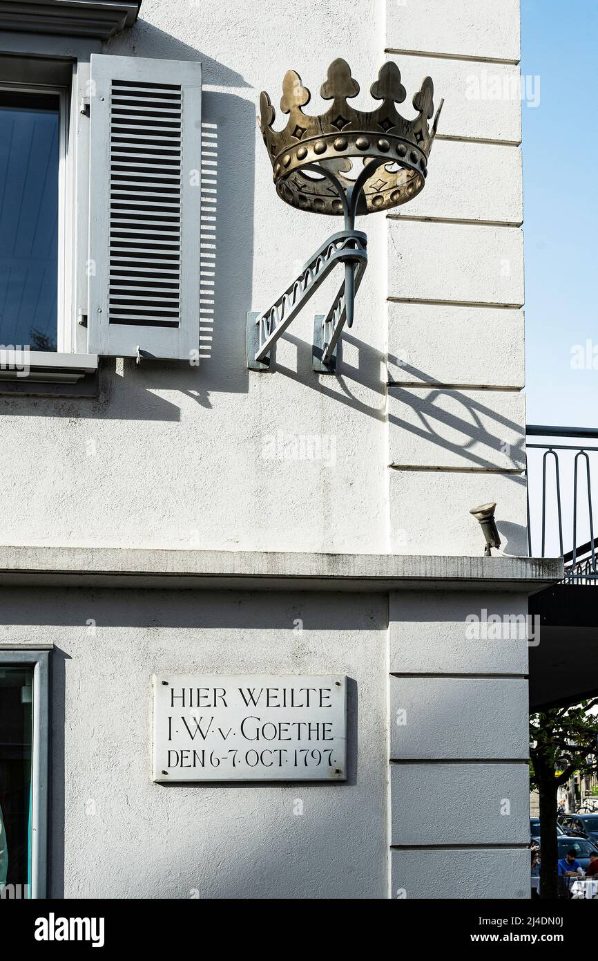 Memorial plaque for J.W.Goethe in Stans, Canton Nidwalden, Switzerland Stock Photo