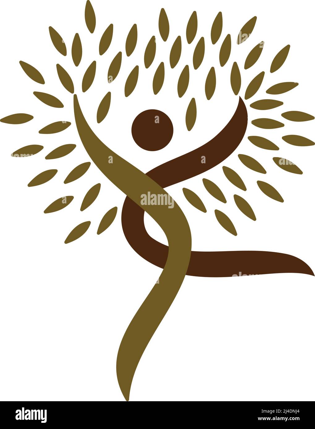 human yoga tree logo Icon Illustration Brand Identity Stock Vector