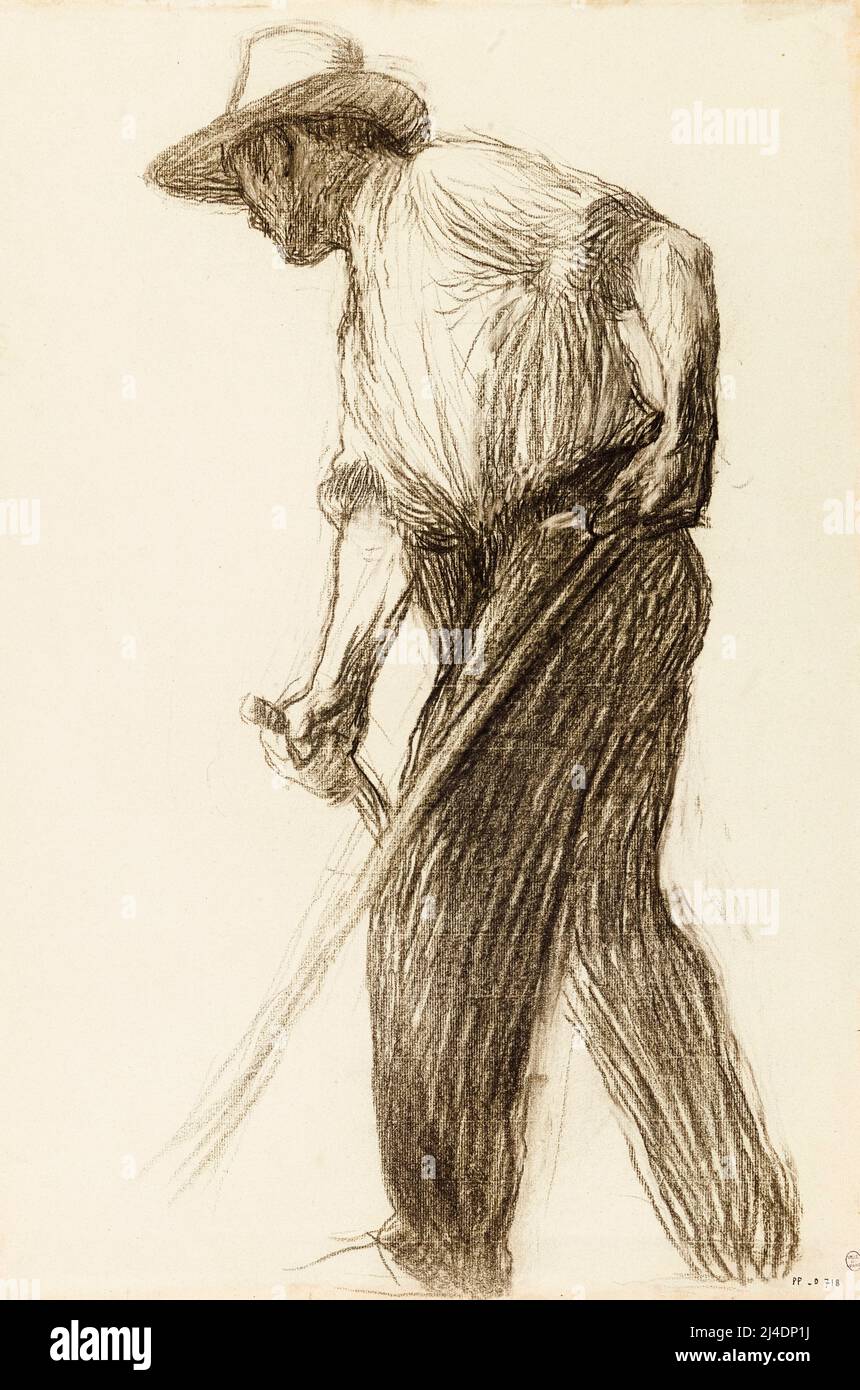Henri Martin, Le Faucheur (The Reaper), drawing in charcoal, before 1943 Stock Photo
