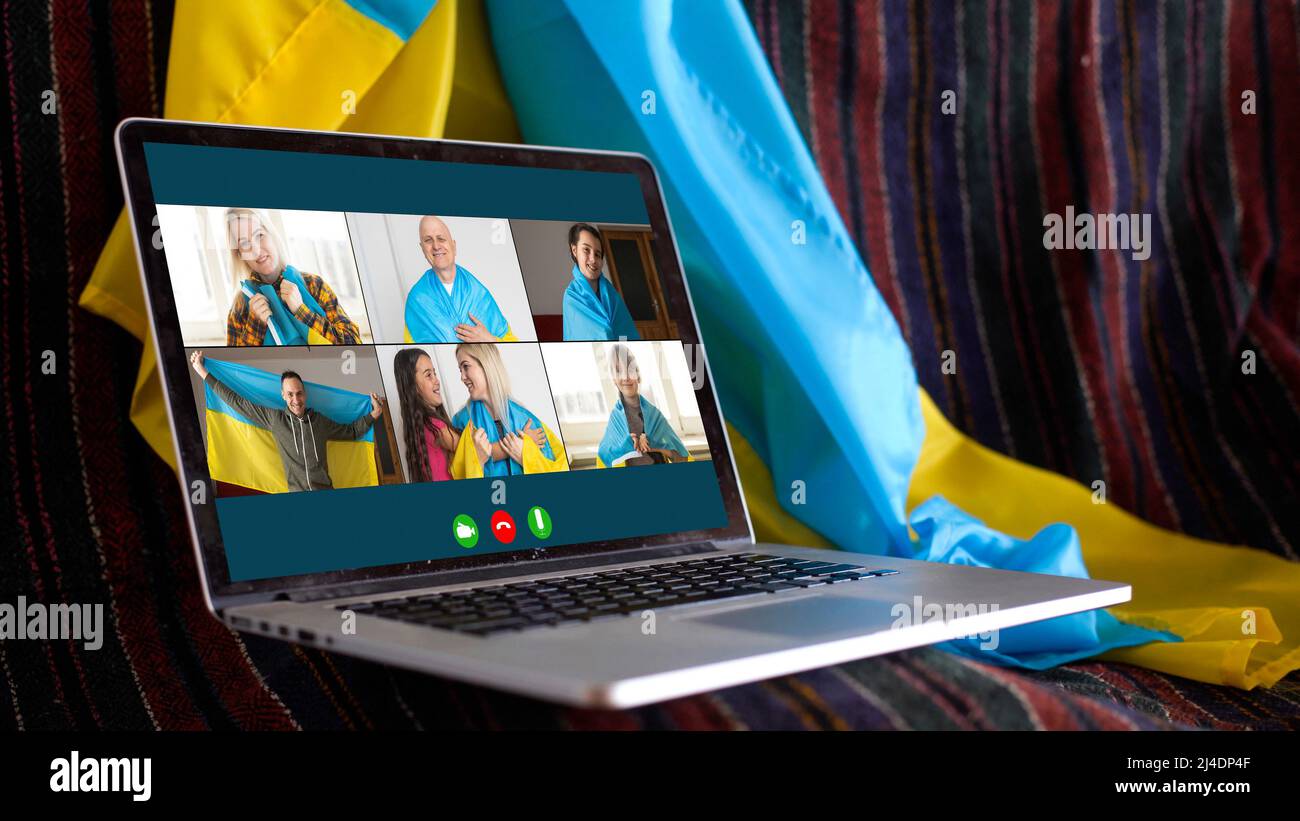 laptop, ukraine, video chats. video conference Stock Photo Alamy