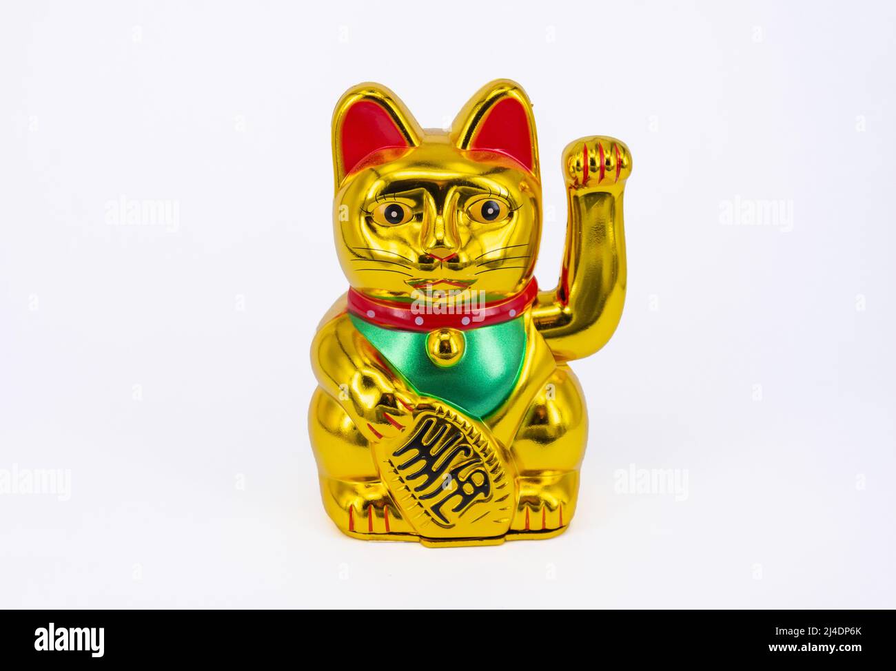 Chinese Lucky Waving Cat beckoning Maneki Neko Gold Wealth (Chinese New Year), Hong Kong, People's Republic of China Stock Photo