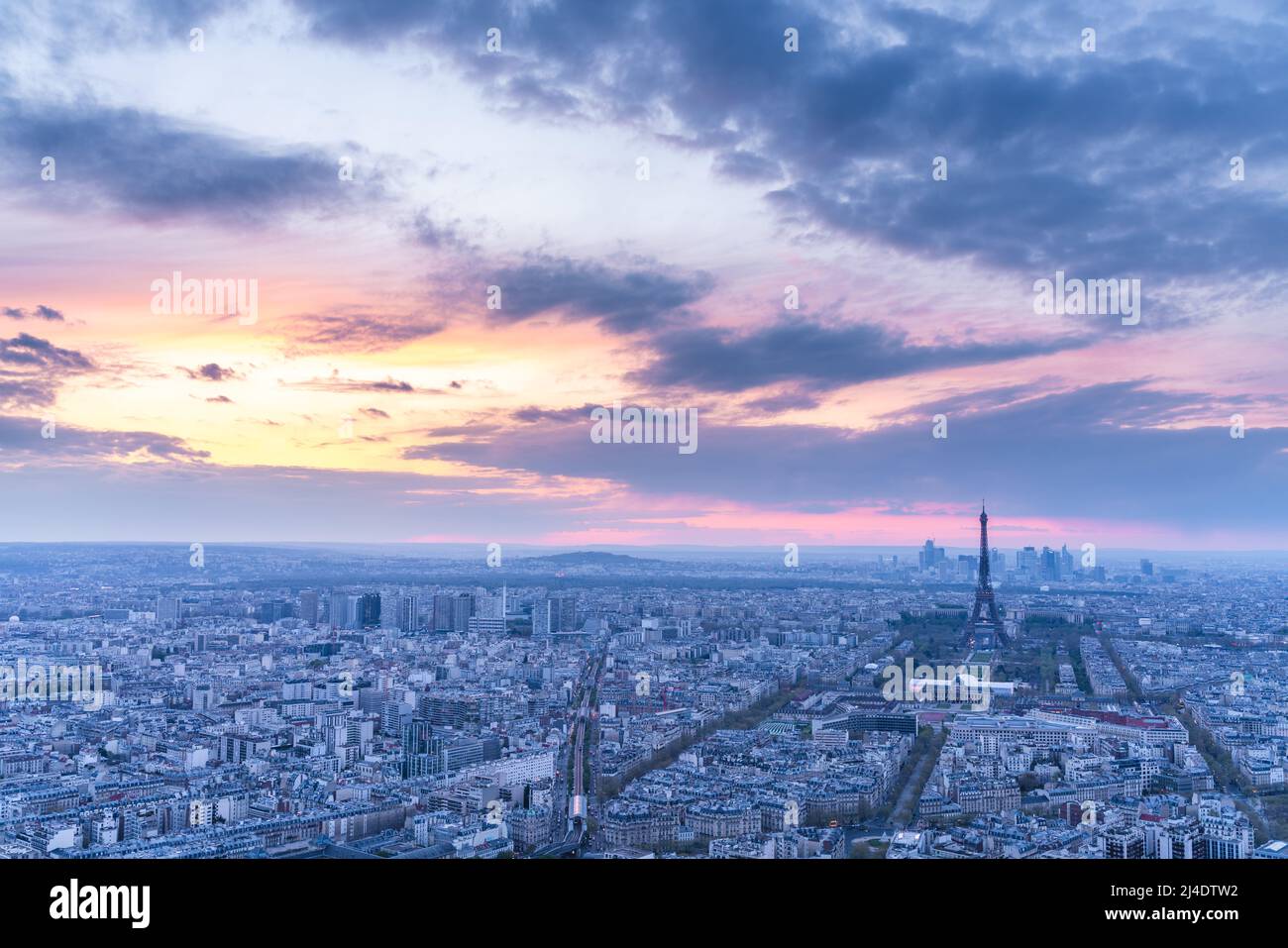 Paris view from above at sunset. France, Europe Stock Photo