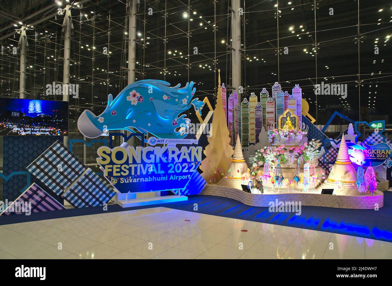 Decoration of the Songkran Festival inside Suvarnabhumi International